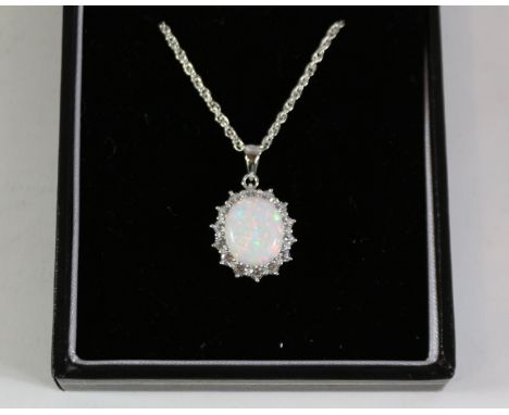 Opal dress pendant necklace stamped 925 Condition Report Click here for further images, condition, auction times & delivery c