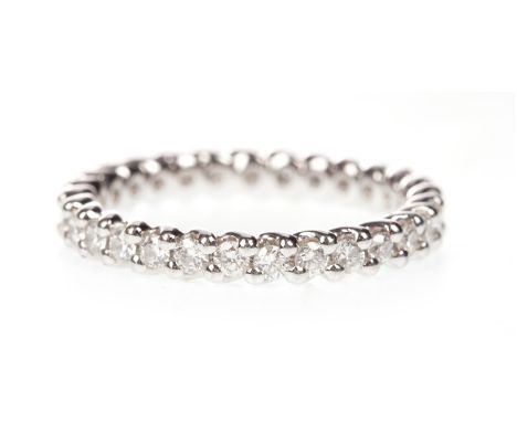 DIAMOND ETERNITY RING, set with round brilliant brilliant cut diamonds totalling approximately 0.80 carats, in platinum, size
