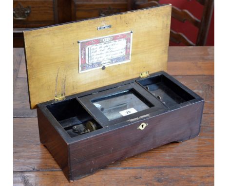 A 19th century Swiss musical box, playing six tunes