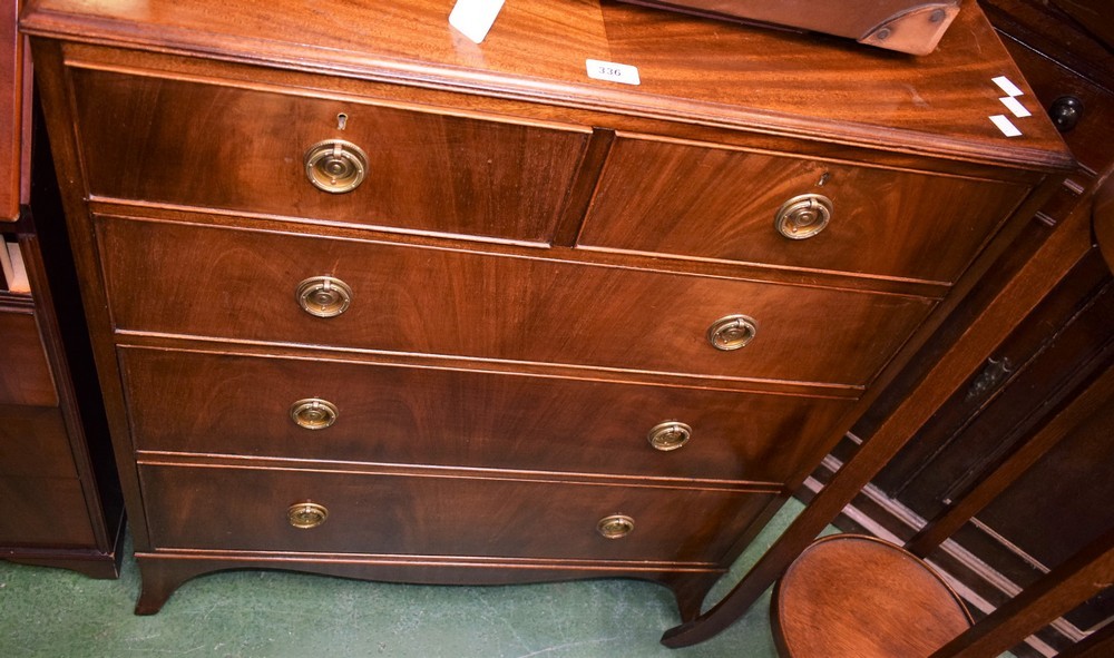 A reproduction mahogany chest of drawers, by Maple furniture