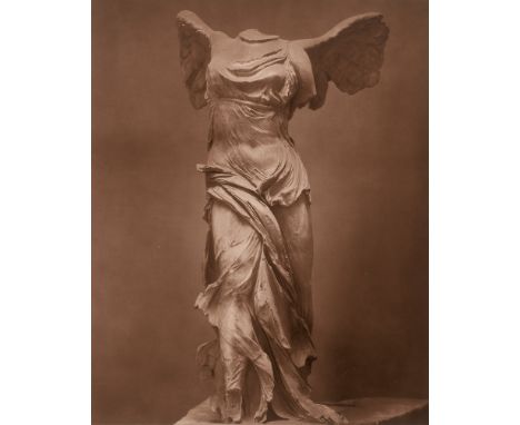 Braun, Adolphe &amp; Cie -- Nike of Samothrace (Winged Victory). Circa 1900. 1 vintage carbon print, 1 toned gelatin silver p