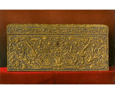Vidal, Léon -- "Coffret á Bijoux de la Reine Anne d'Autriche"; "Cassette de Saint Louis 1226-1270". 1872/75. 2 vintage photoc
