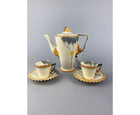 BURLEIGH WARE ART DECO PART TEA SERVICE, along with a jug and a vase