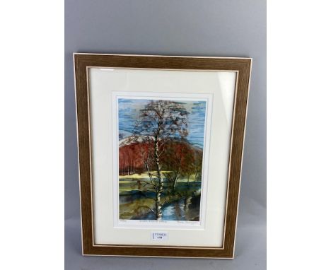 * JANE LANNAGAN, SILVER BIRCH IN SPRING limited edition print, signed, numbered 124/495 28cm x 19cm Mounted, framed and under