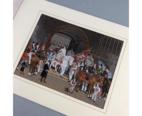 CASH'S WOVEN SILK PANEL OF THE PROCESSION OF LADY GODIVA, 14.5cm x 19cm, mounted, in presentation box