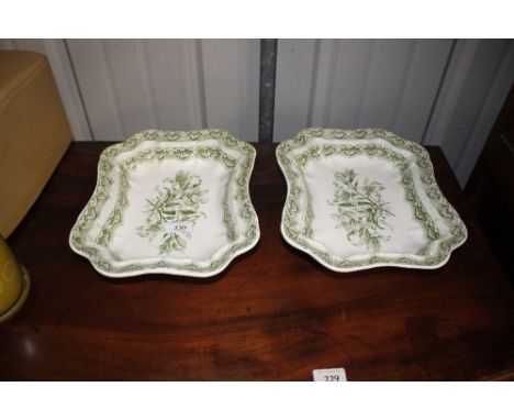 A pair of green Spode dishes 