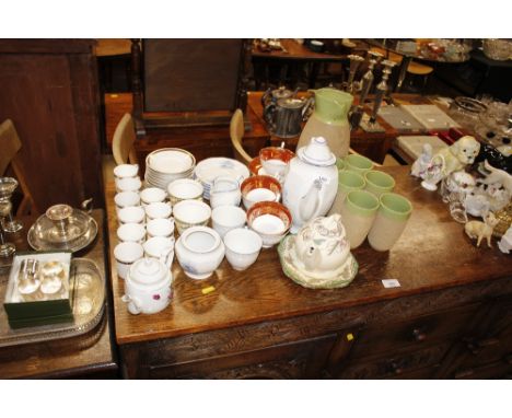 A Susie Cooper teapot  AF; a Denby style lemonade set; various teaware etc.