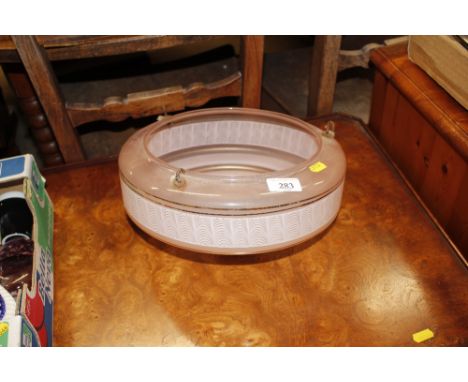 An Art Deco pink glass lamp shade 