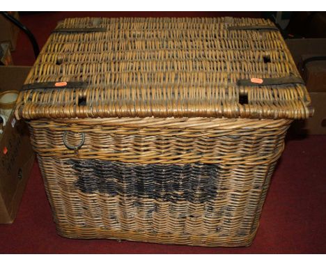 A wicker hamper containing a Copelands Spode Spodes Jewel part dinner service in the Spodes Billingsley Rose pattern having p