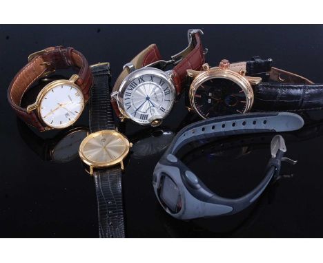 Four various gents fashion watches together with a Timex digital stopwatch (5)Condition report: These are all fakes. Three wi