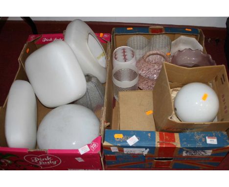 Two boxes of assorted glass lamp and ceiling shades 