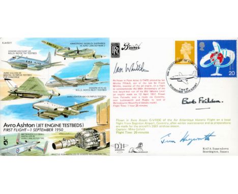 Dr G B R Feilden C. B. E. Sqn Ldr A J Heyworth D. F. C. and Bar and I Whittle FRAeS Multi-Signed FDC 50th Anniversary of Avro