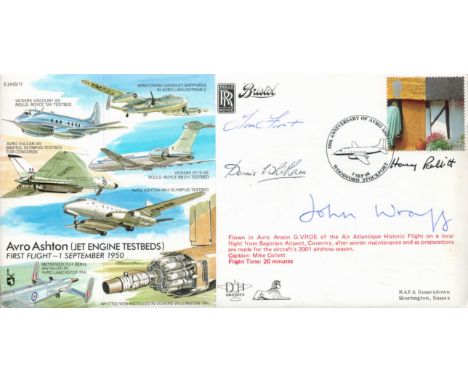 Tom Frost OBE FRAeS, Harold James Pollitt OBE, John Wragg CBE FRAeS and Dennis Whitham Test Pilot Multi-Signed FDC Avro Ashto