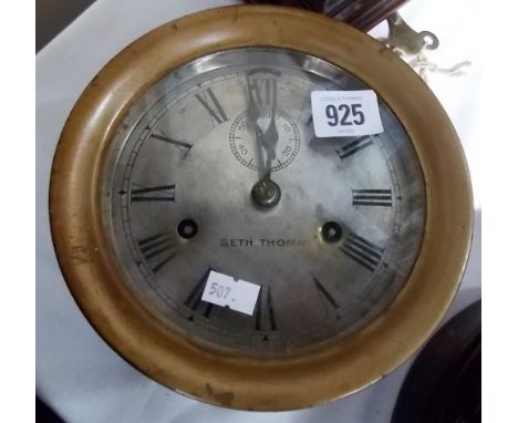 Seth Thomas ship's wall clock within metal case, with 6' silvered dial.