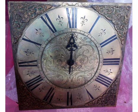 Thirty hour long case clock, the 11' square brass dial with single hand, signed 'Smorthwait in Colchester', the birdcage move