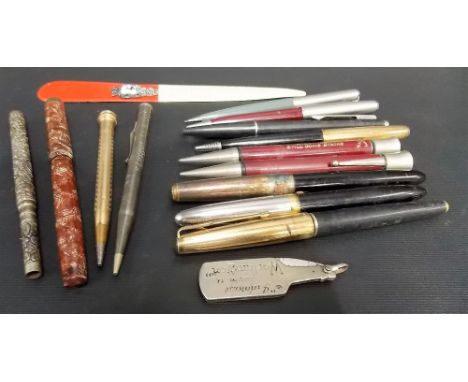 A silver Yard o Led propelling pencil; together with various other vintage pens and propelling pencils etc.
