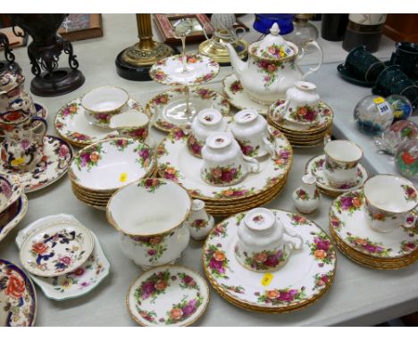 Forty plus pieces of Royal Albert 'Old Country Roses' teaware including teapot