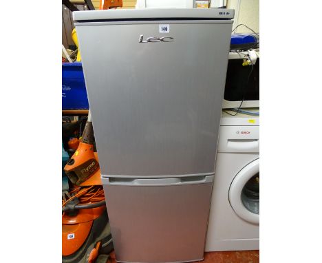 LEC upright compact silver finished fridge freezer E/T