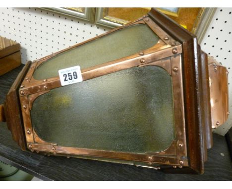 Arts &amp; Crafts style copper and mahogany lantern