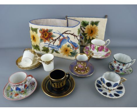 Mixed quantity of cabinet cups and saucers including two Hammersley &amp; Co coffee cans with three saucers along with a mode