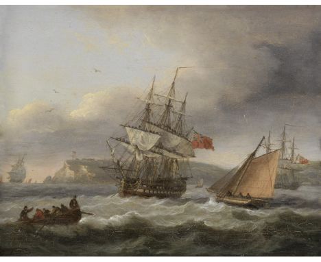 Thomas Luny (British, 1759-1837)H.M.S. Bellerophon leaving Torbay with the defeated Emperor Napoleon aboard, 26th July 1815 s