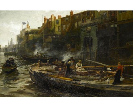 Charles Napier Hemy, RA RWS (British, 1841-1917)The Riverside, Limehouse signed and dated 'C.N.H. 1914' (lower right)oil on c