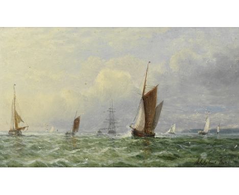 Adolphus Knell (British, active 1860-1890)Sailing on a choppy sea; Ships on calm water, a set of two both signed 'Adolphus Kn