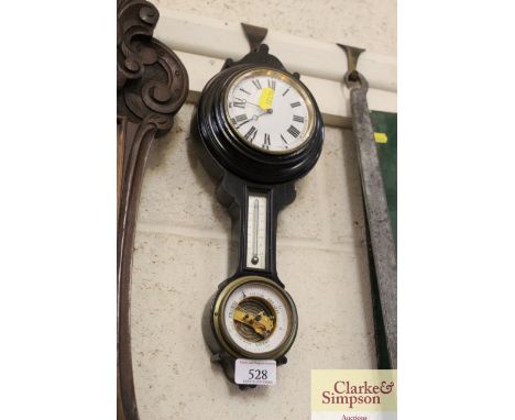 A banjo shaped clock / barometer / thermometer