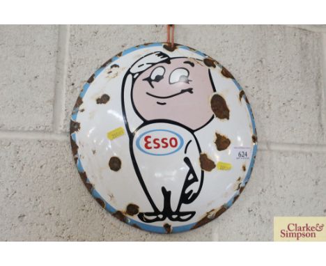 A circular enamel advertising sign for "Esso", approx. 12" dia.