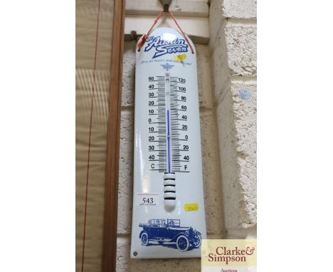 An enamel advertising thermometer for the Austin 7, approx. 16½" x 5"