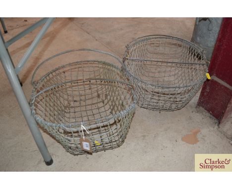 Two vintage wirework potato baskets 