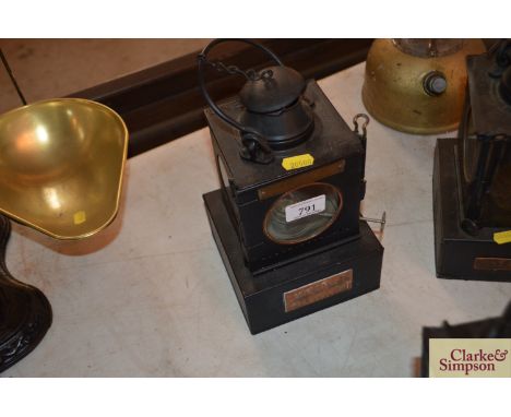 A LNER railway signal box interior lamp "Lowestoft Sleeper Department"