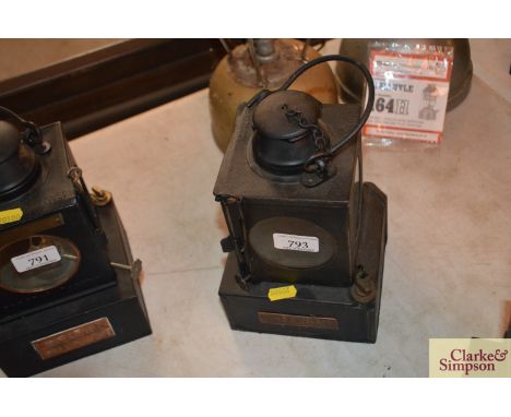 A LNER railway signal box interior lamp for "Beccles Bank"
