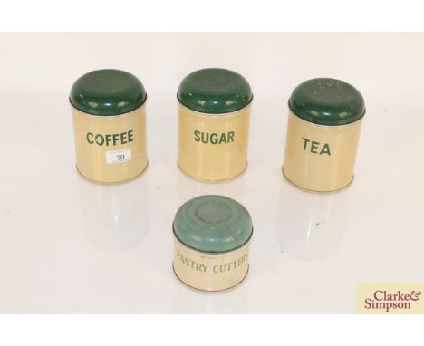 Five vintage Worcester ware kitchen storage tins 