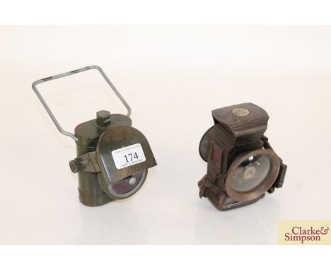 Two vintage cycle lamps 