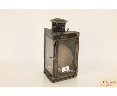 A vintage brass corner lamp