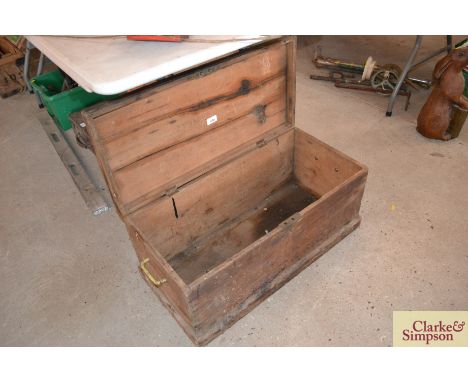 A vintage pine wooden tool box 