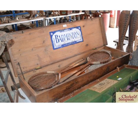 A vintage F.A.Ayres Ltd. boxed badminton set