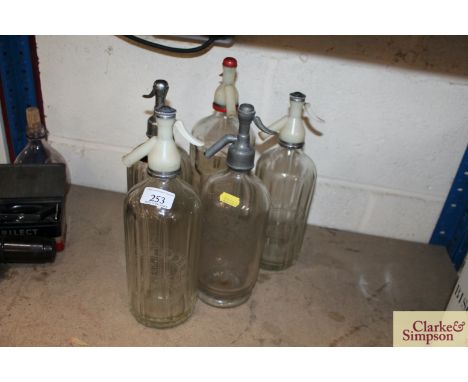 Five vintage glass soda syphons 