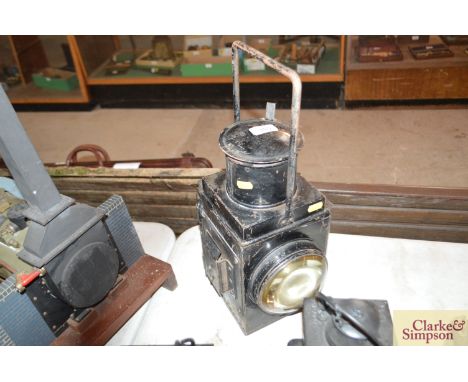 A BR Railway tail lamp including bull glass and red filter