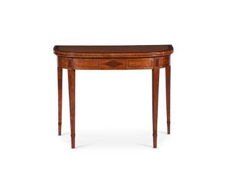 Y&nbspA GEORGE III SATINWOOD AND ROSEWOOD CROSSBANDED CARD TABLE CIRCA 1790 72.5cm high, 91.5cm wide, 45.5cm deep