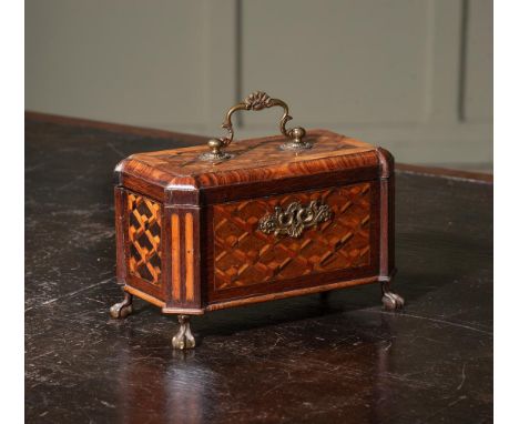 Y &nbspA GEORGE II PARQUETRY TEA CADDY  IN THE MANNER OF ABRAHAM ROENTGEN, CIRCA 1740  20cm wide, 13cm high, 11cm deep Proven