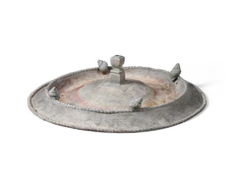 A LEAD FOUNTAIN OR BIRD BATH ATTRIBUTED TO THE BROMSGROVE GUILD OF APPLIED ARTS, EARLY 20TH CENTURY 69cm diameter  Condition 
