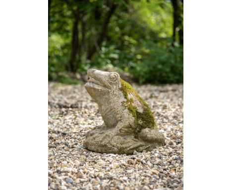 A STONE COMPOSITION FOUNTAIN MODELLED AS A FROG  20TH CENTURY 38cm high, 38cm wide, 36cm deep  Condition Report:  With weathe