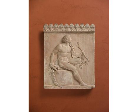 A TERRACOTTA RELIEF OF DIOMEDES AND THE TROJAN PALLADIUM  AFTER THE ANTIQUE, 19TH CENTURY  Depicting either Odysseus or Diome
