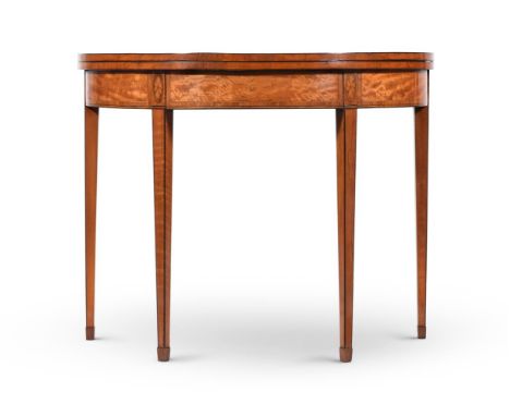 Y&nbspA GEORGE III SATINWOOD AND MARQUETRY CARD TABLE CIRCA 1790 With double gate action supporting the hinged top 74cm high,