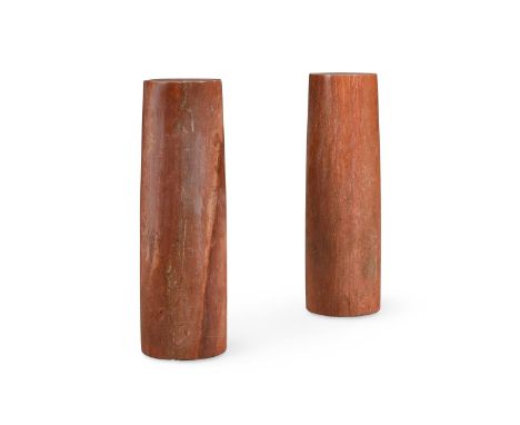 A PAIR OF ALABASTRO ROSSO OR 'ALABASTRO DEL GEBEL OUST' COLUMNS  PROBABLY ITALIAN, LATE 19TH CENTURY  Djebel Oust from Tunisi