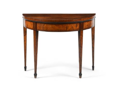 Y&nbspA GEORGE III SPALTED SATINWOOD AND ROSEWOOD CROSSBANDED CARD TABLE  LATE 18TH CENTURY 73.5cm high, 91cm wide, 45cm deep