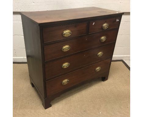 A 19th Century mahogany square fronted chest of two short over three long graduated drawers on bracket feet, 104 cm wide x 50