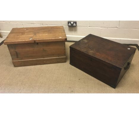 A Victorian pine tack box of plain form, 69.5 cm wide x 41.5 cm deep x 36 cm high, together with a small pine washstand, pine